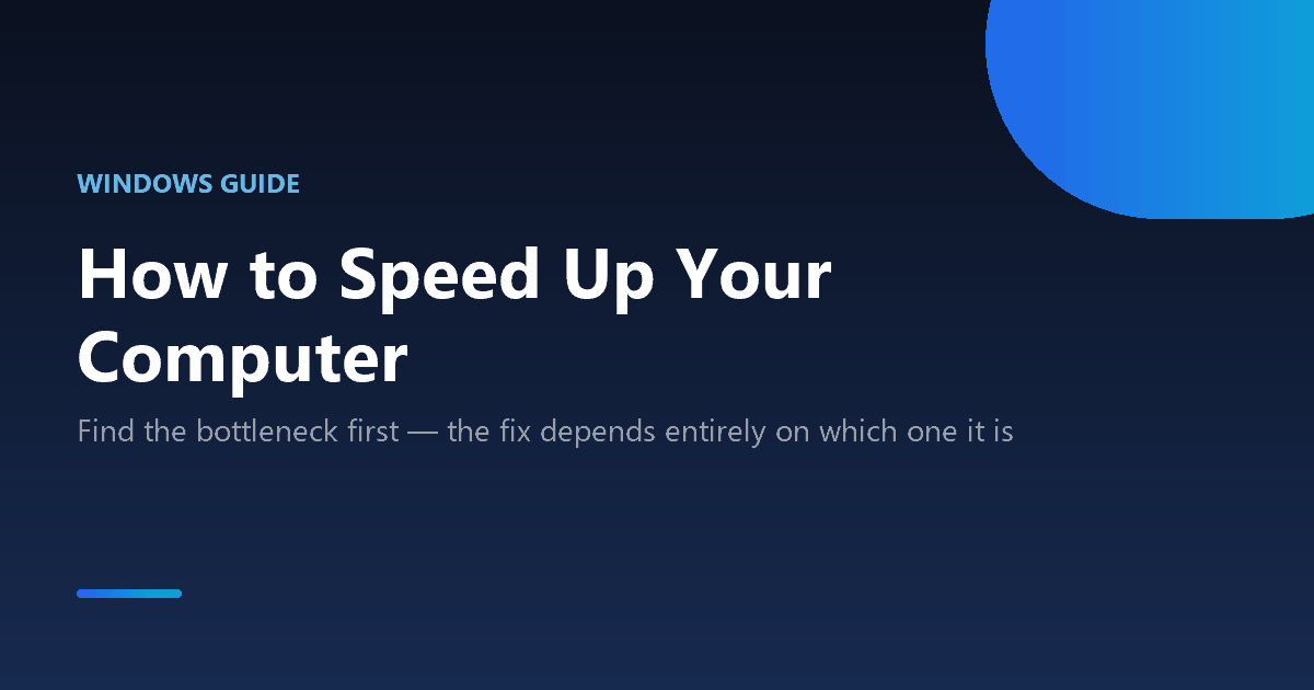 How to speed up a slow Windows computer by diagnosing the actual bottleneck