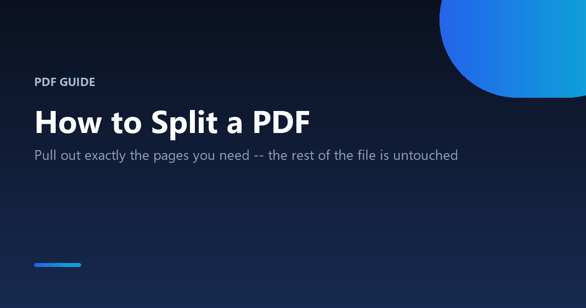 How to split a PDF into separate smaller files or extract specific pages