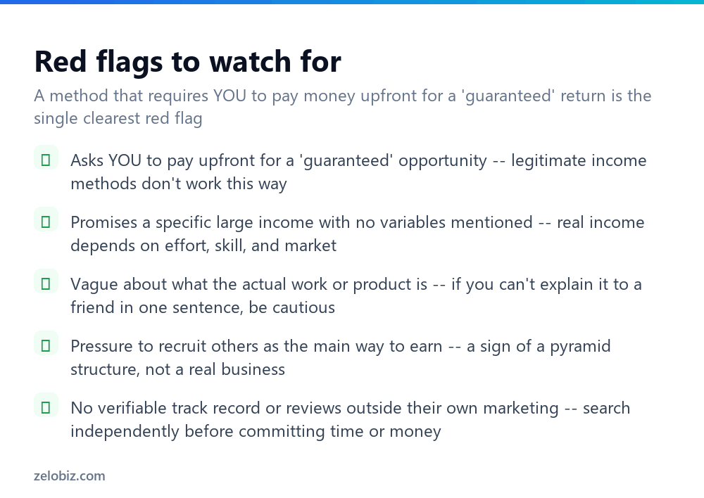 Red flags to watch for when evaluating online income opportunities