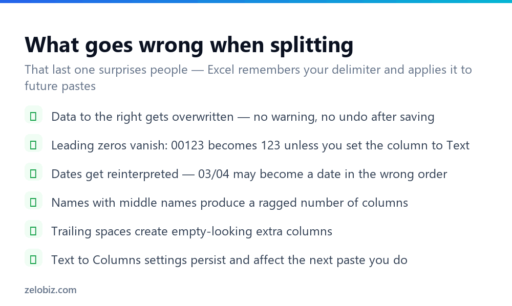 How to Split Cells in Excel (Text to Columns & Flash Fill) 4 Checklist of common problems when splitting cells in Excel
