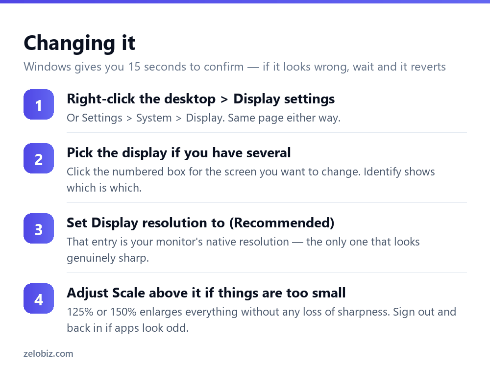How to Change Screen Resolution (And When Not To) 3 Four steps to change screen resolution and scaling in Windows display settings