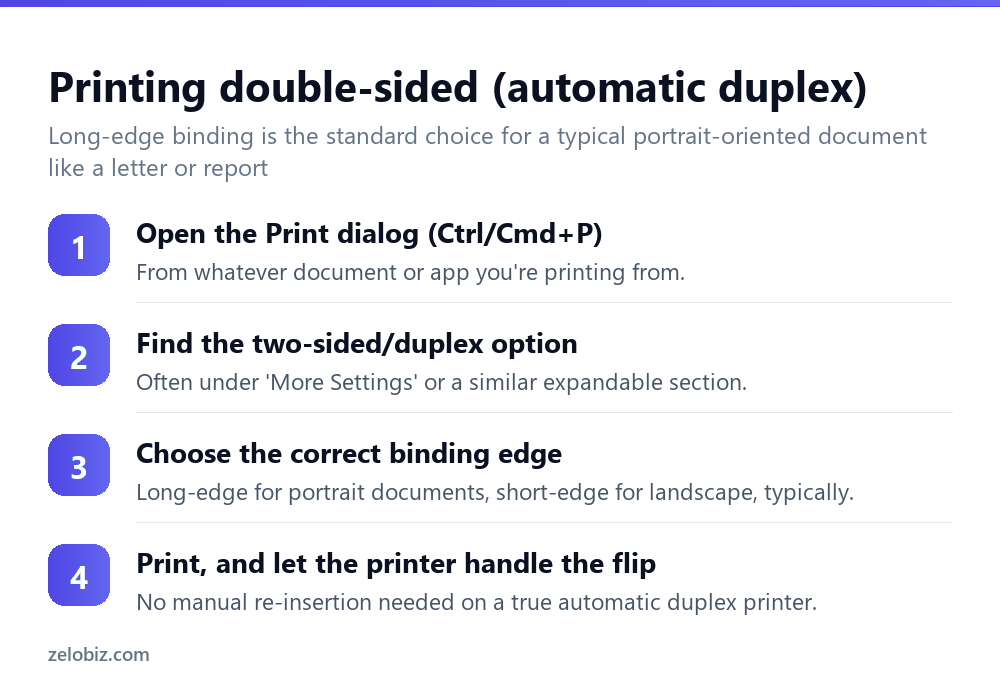 How to Print Double Sided (Automatic and Manual) 3 Steps to print double-sided on a printer with automatic duplex support