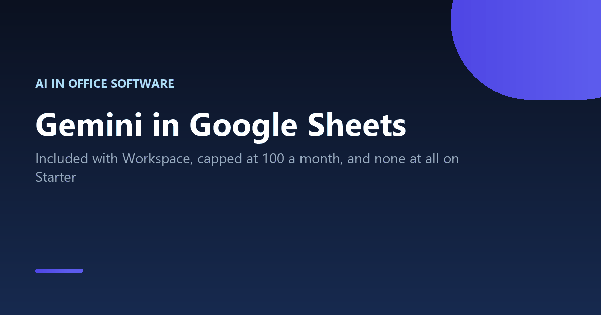 Which Google Workspace plan includes Gemini in Sheets