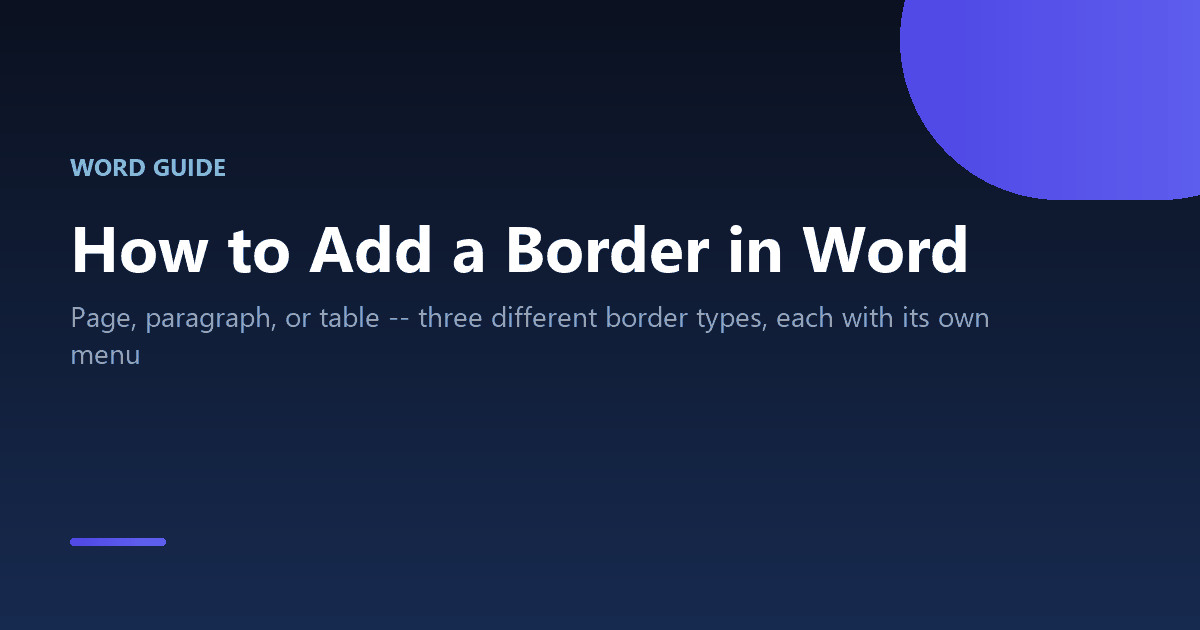 How to add a border to a page, paragraph, or table in Word