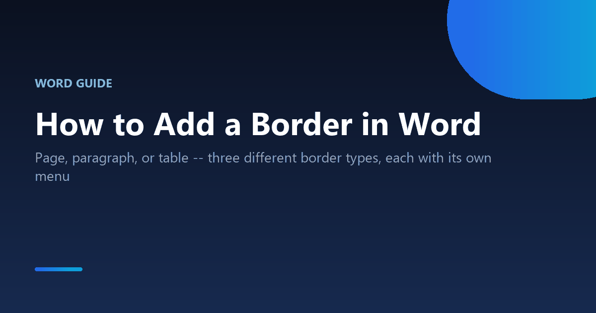How to add a border to a page, paragraph, or table in Word