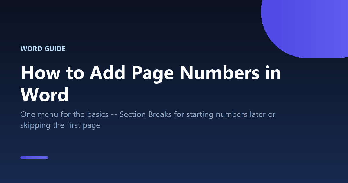 How to add and customize page numbers in a Word document