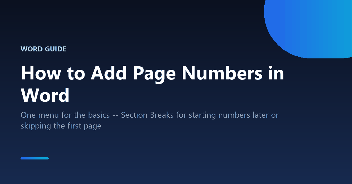 How to add and customize page numbers in a Word document