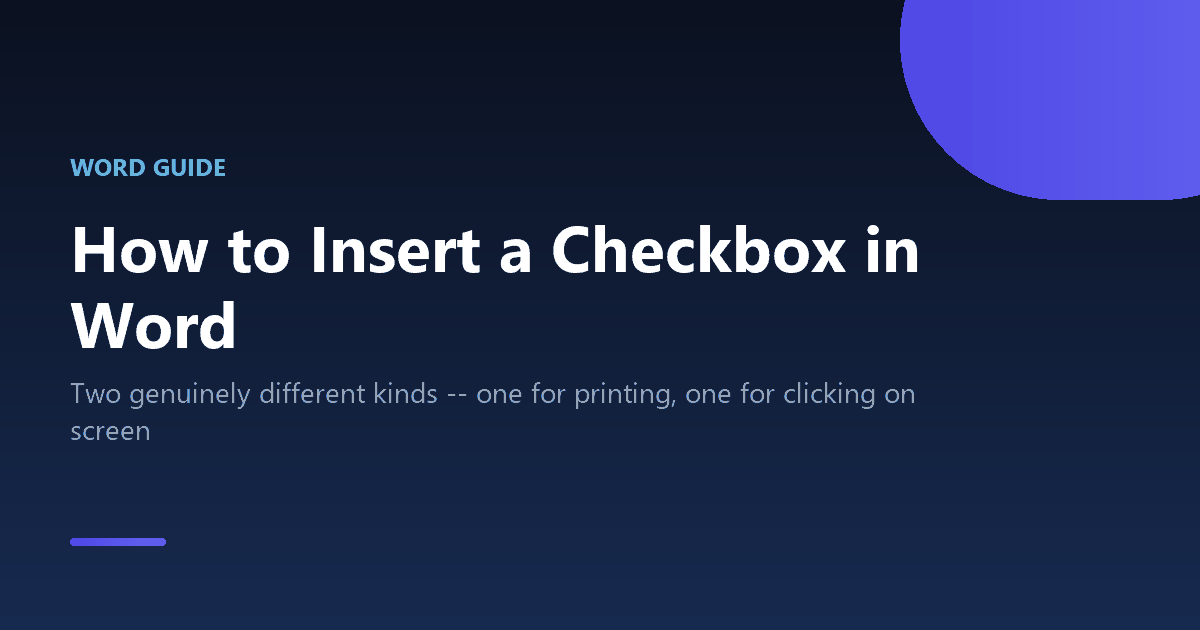 How to insert a clickable or printable checkbox in Word