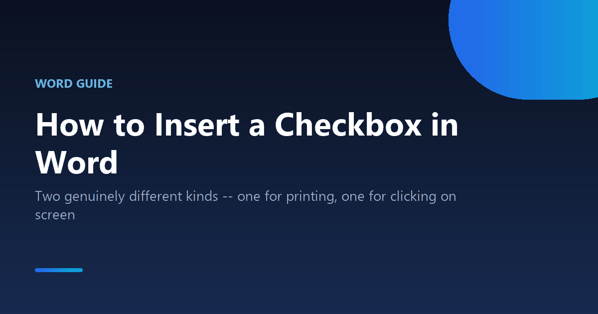 How to insert a clickable or printable checkbox in Word