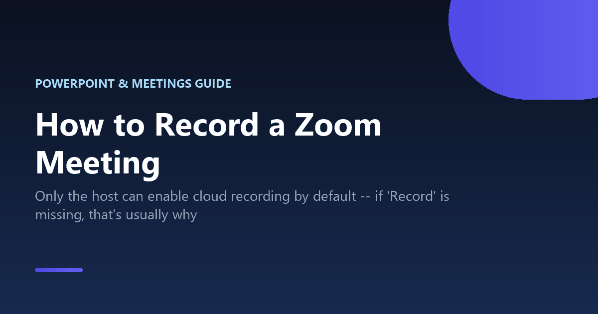 How to record a Zoom meeting, locally or to the cloud