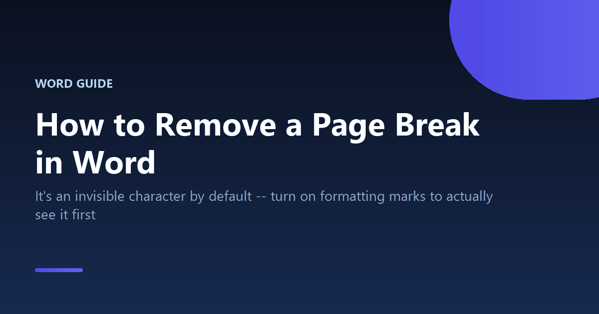 How to find and remove a page break in Microsoft Word