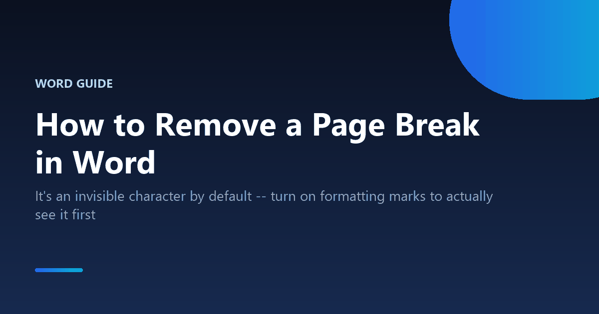 How to find and remove a page break in Microsoft Word