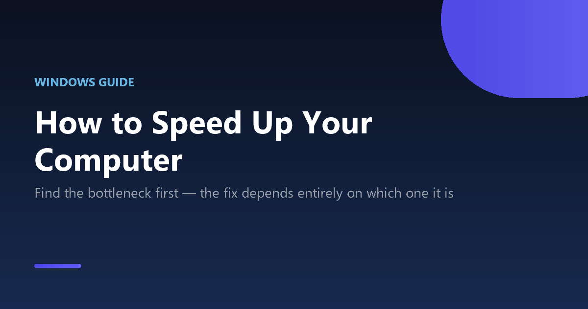 How to speed up a slow Windows computer by diagnosing the actual bottleneck