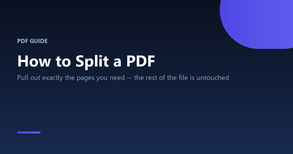 How to split a PDF into separate smaller files or extract specific pages