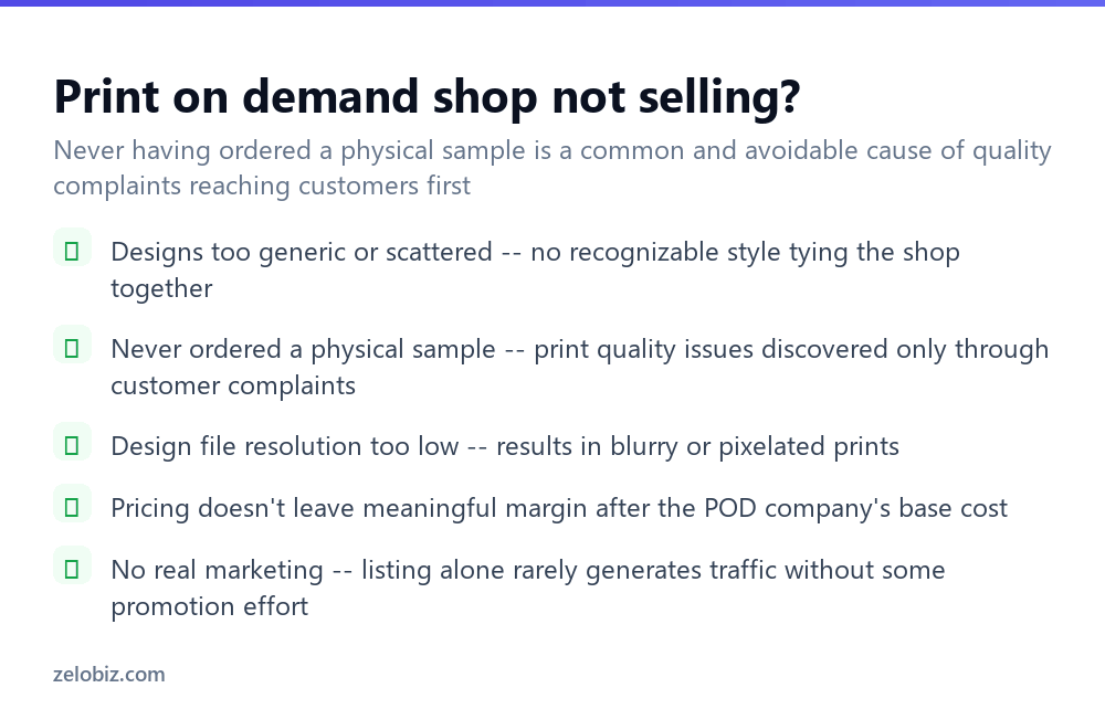 How to Start a Print on Demand Business (No Inventory Needed) 4 Checklist for fixing a print on demand shop that isn't selling