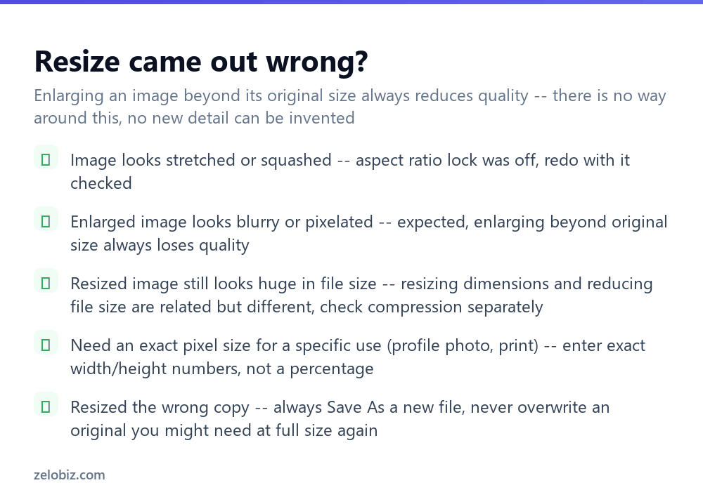 How to Resize an Image (Without Stretching It) 4 Checklist for fixing problems when resizing an image