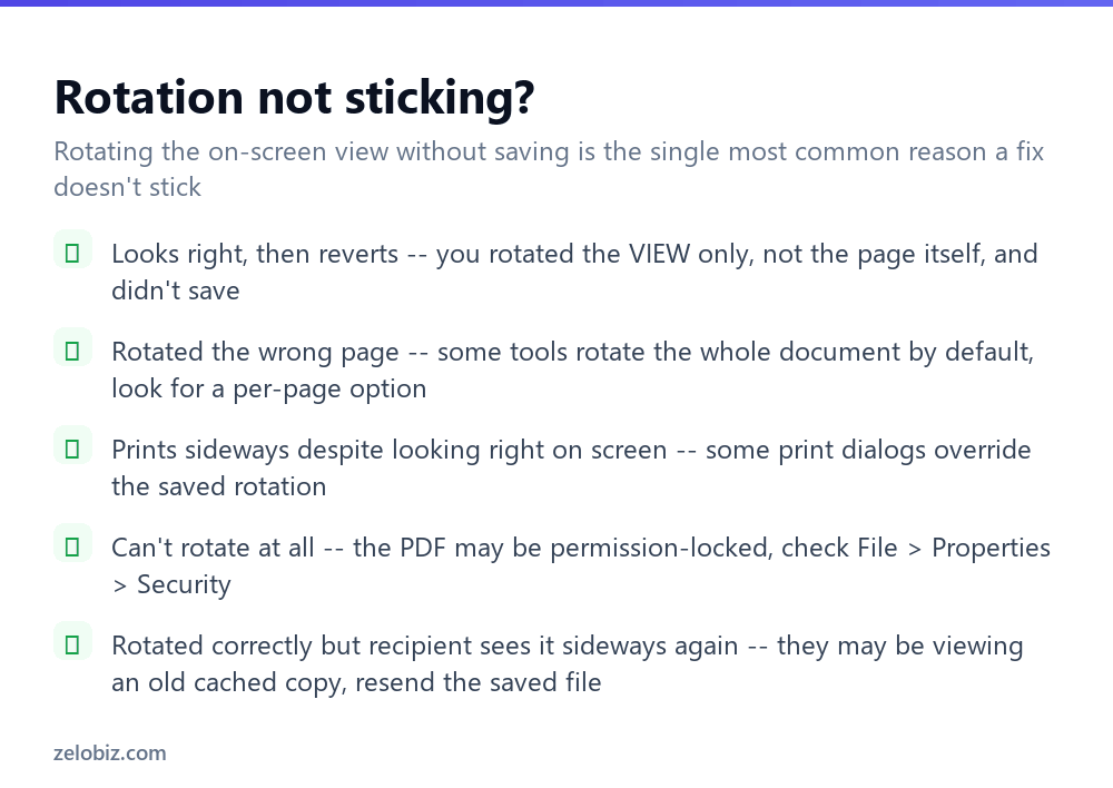 How to Rotate a PDF (And Make It Actually Stick) 4 Checklist for fixing PDF pages that won't stay rotated