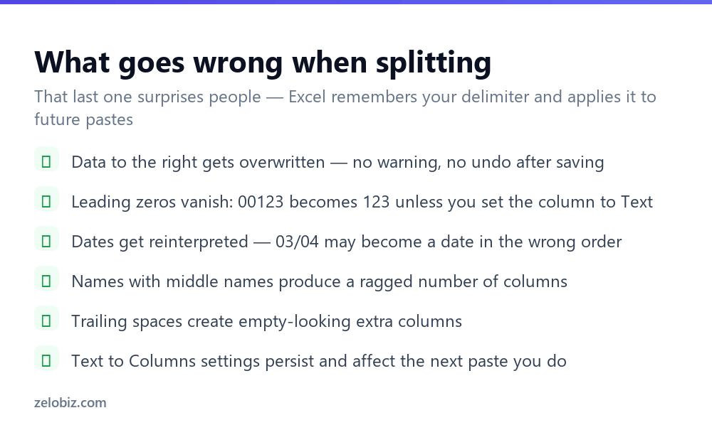 How to Split Cells in Excel (Text to Columns & Flash Fill) 4 Checklist of common problems when splitting cells in Excel