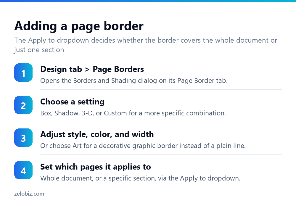 How to Add a Border in Word (Page, Paragraph, or Table) 3 Steps to add a page border in Word