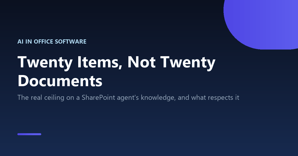 Copilot in SharePoint: The 20-Item Search Ceiling 2 The documented limits on Copilot in SharePoint search and agents