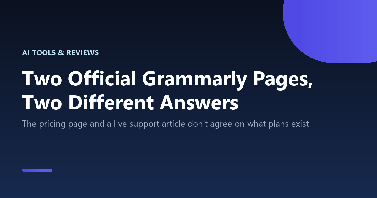 Grammarly's pricing page and support article describe different plan structures