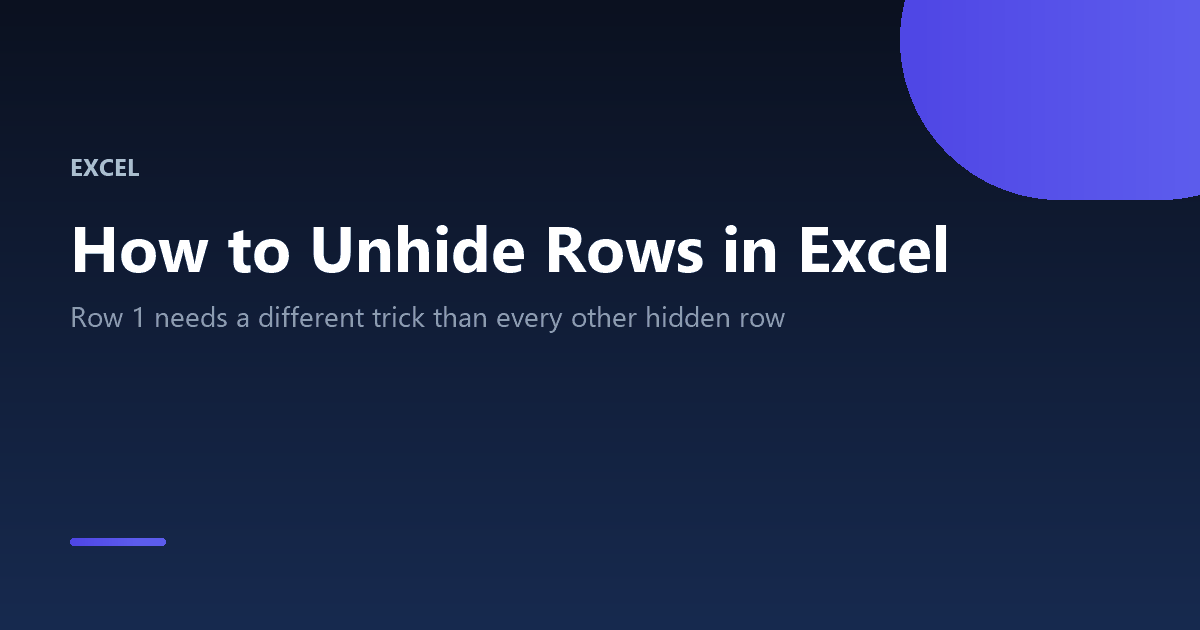 How to Unhide Rows in Excel (Row 1 Never Works the Normal Way) 2 How to unhide rows in Excel, including the special case of row 1
