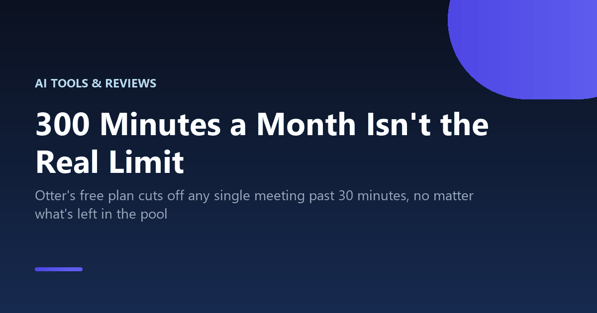 Otter.ai's Free Plan: The Per-Meeting Cap That Matters More 2 Otter.ai's free plan monthly minute total versus its per-meeting cap