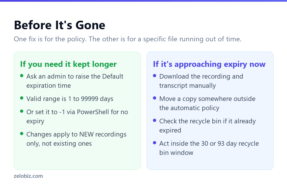 Why Teams Recordings Expire After 120 Days 5 How to extend Teams recording retention or recover a recording before it's permanently deleted