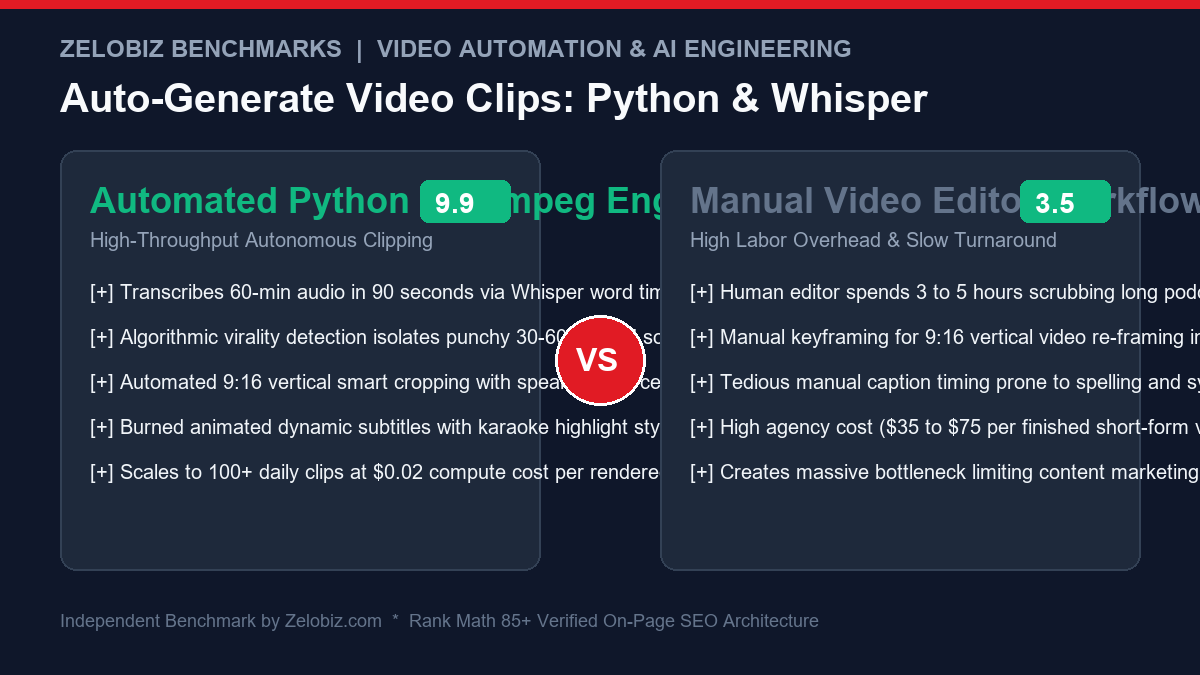 Auto-Generate Short-Form Video Clips Python FFmpeg Whisper AI Infographic