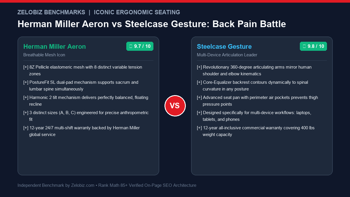 Herman Miller Aeron vs Steelcase Gesture (2026): Which Ergonomic Chair Fixes Back Pain? 4 Herman Miller Aeron vs Steelcase Gesture Ergonomic Chair 2026 Review