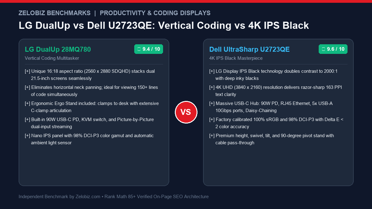 LG DualUp 28MQ780 vs Dell U2723QE (2026): Vertical 16:18 Coding vs 4K Productivity Showdown 2 LG DualUp 28MQ780 vs Dell U2723QE Productivity Monitor 2026 Review
