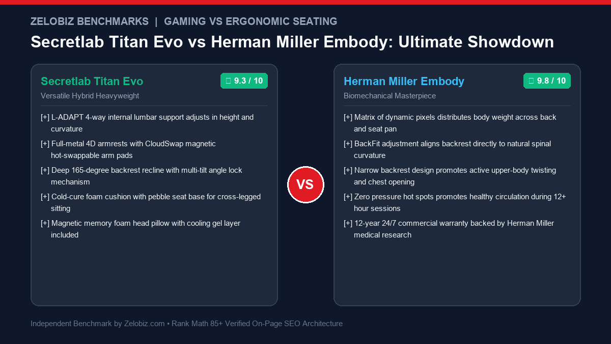 Secretlab Titan Evo vs Herman Miller Embody (2026): Gaming Chair vs Ergonomic Masterpiece 4 Secretlab Titan Evo vs Herman Miller Embody 2026 Review